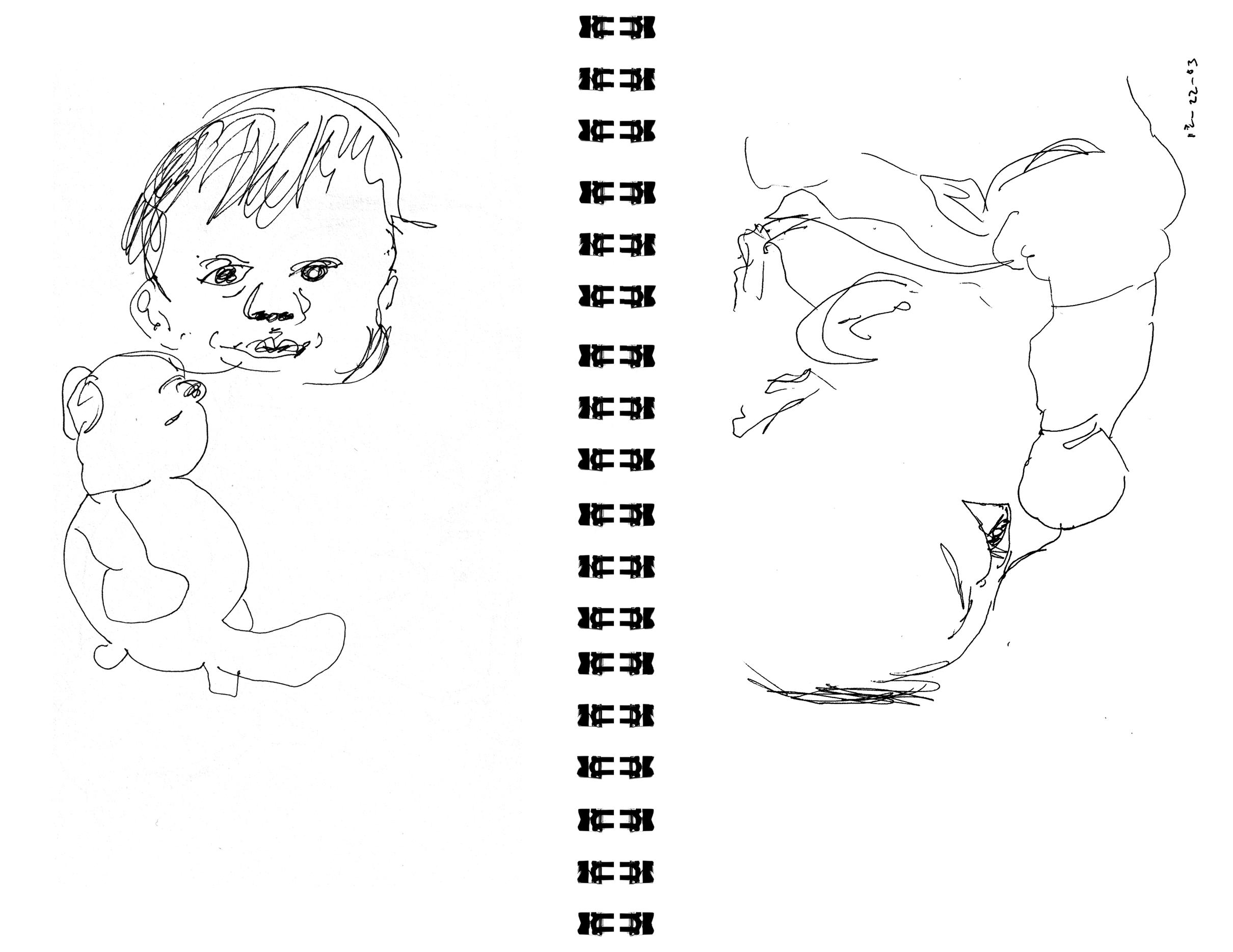 drawing of child with teddy bear